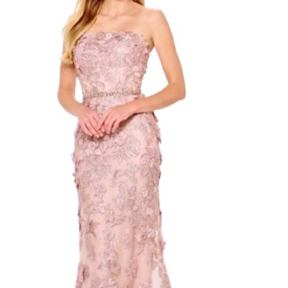 Elegant Strapless Ivonne D Montage English rose Lace Dress NWT